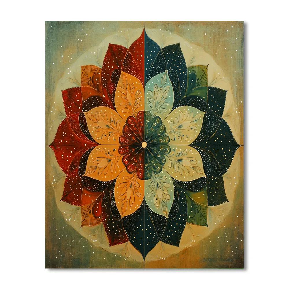 Frida Kahlo Inspired Equinox Balance Mandala paint by color