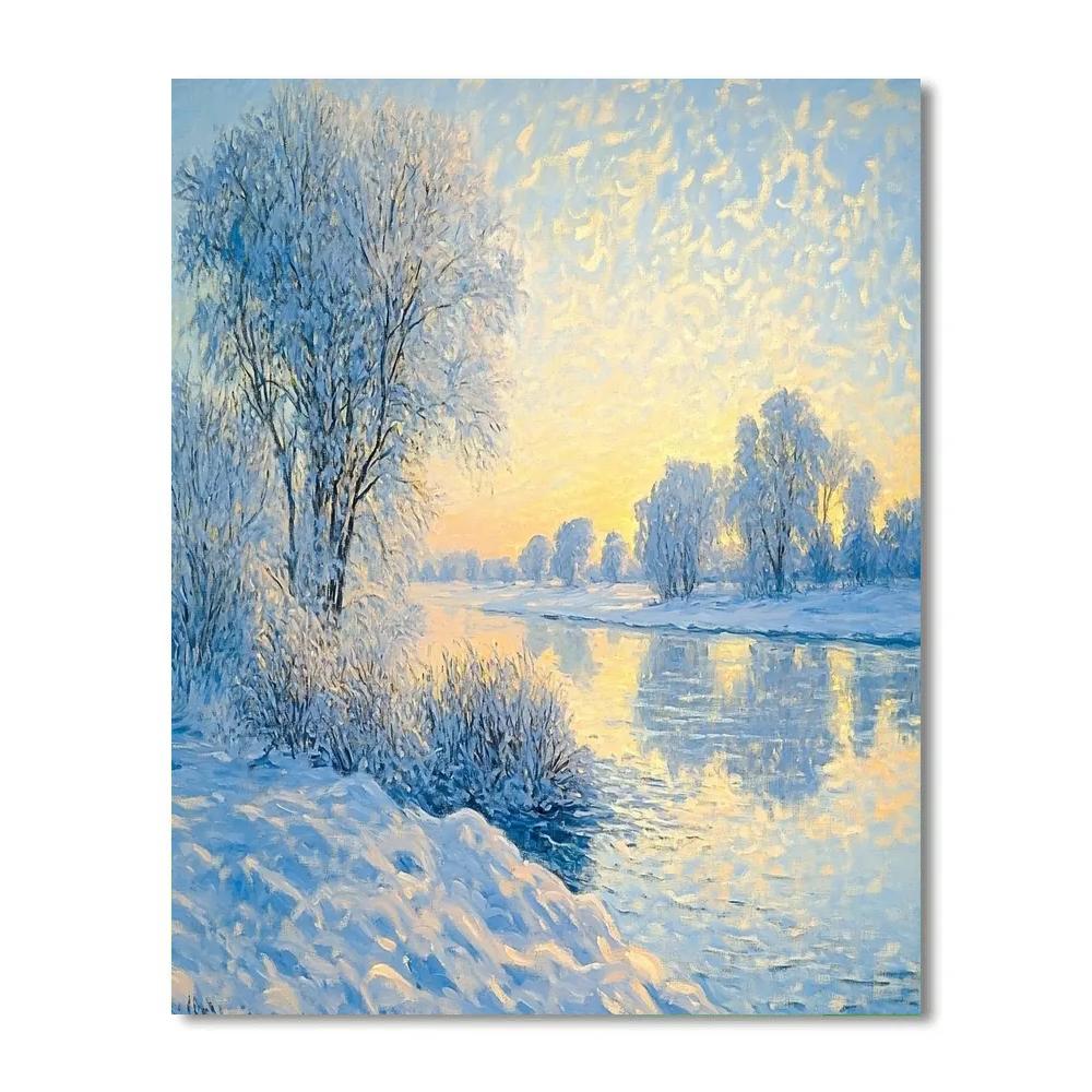Claude Monet Inspired Winter Morning paint by color