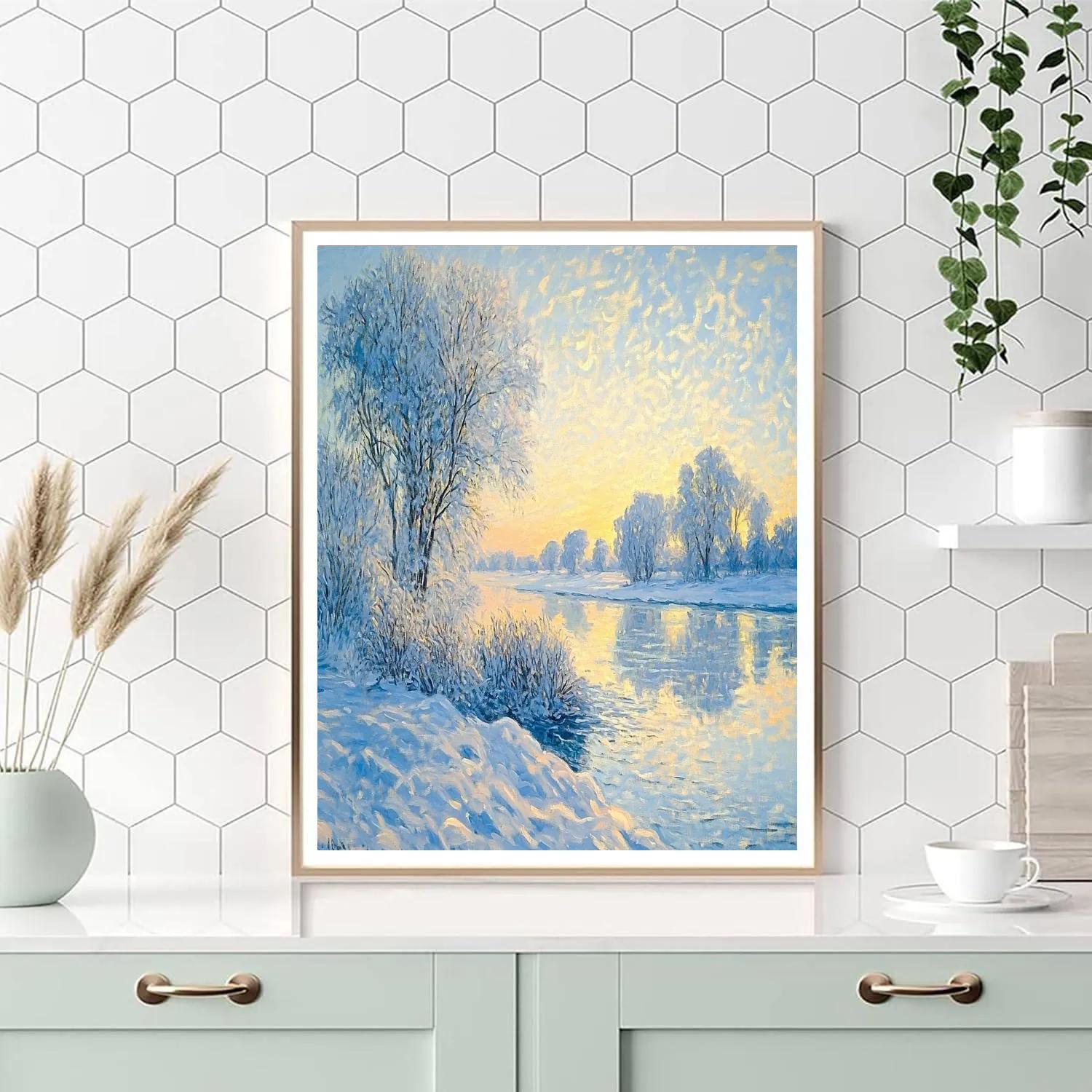 Claude Monet Inspired Winter Morning paint by color