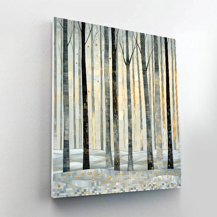 Gustav Klimt Inspired Golden Winter Forest Pattern Number painting