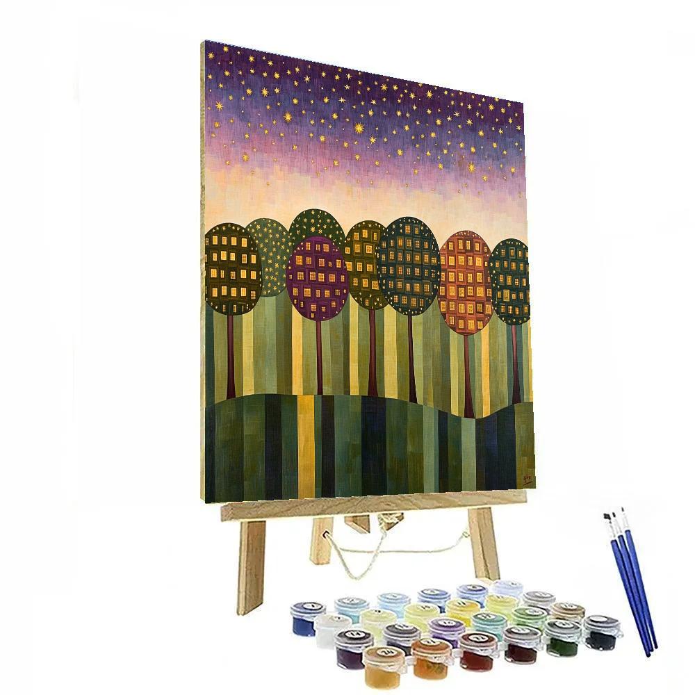 Gustav Klimt Inspired Golden Orchard At Dusk Paint by numbers kits