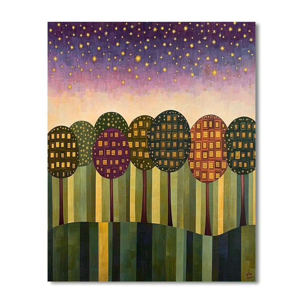 Gustav Klimt Inspired Golden Orchard At Dusk Paint by numbers kits