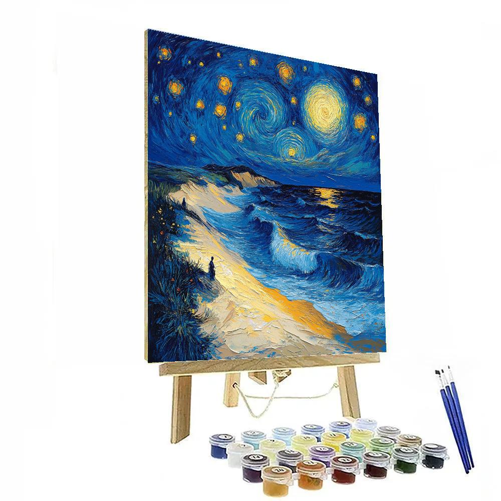 Vincent Van Gogh Inspired Starry Night Beach paint by color