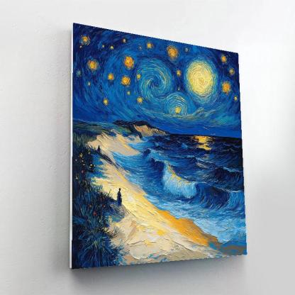 Vincent Van Gogh Inspired Starry Night Beach paint by color