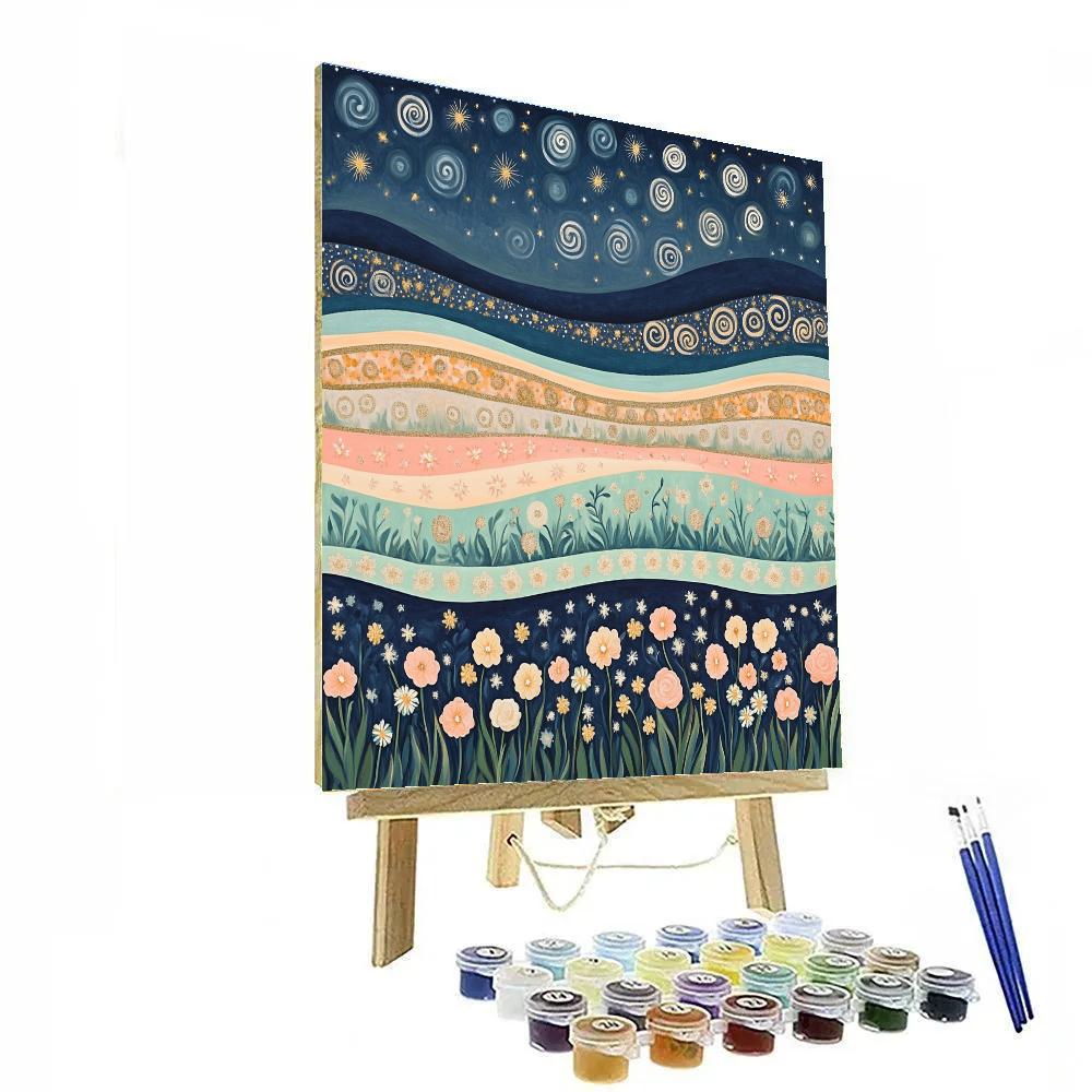 Gustav Klimt Inspired Celestial Meadow Bands Paint by numbers art
