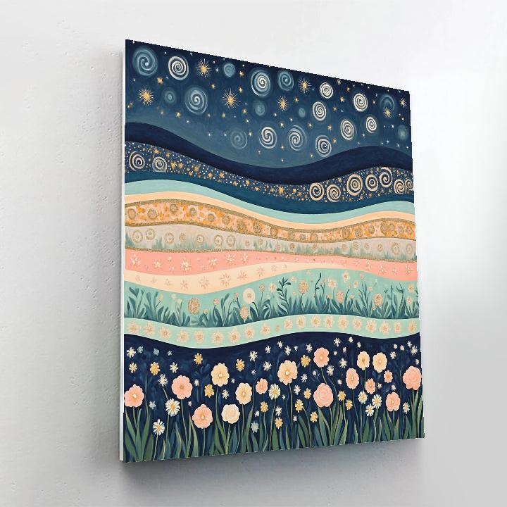 Gustav Klimt Inspired Celestial Meadow Bands Paint by numbers art