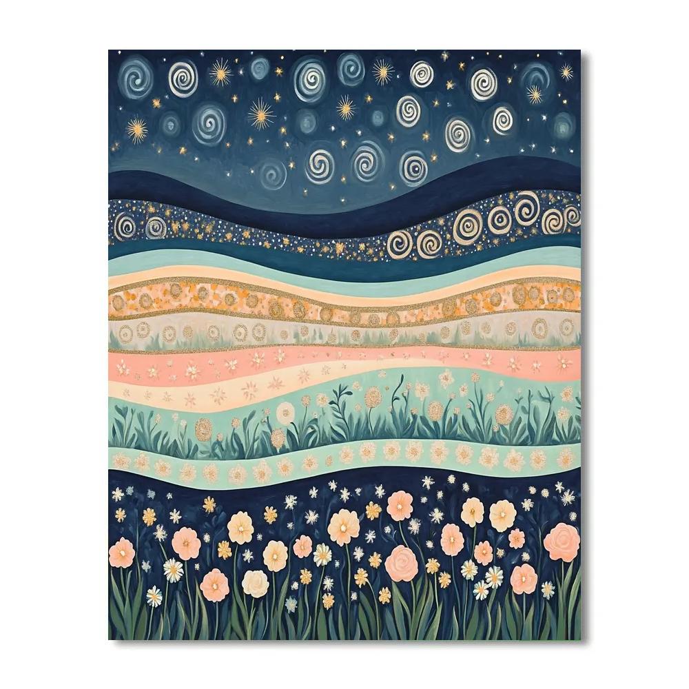 Gustav Klimt Inspired Celestial Meadow Bands Paint by numbers art