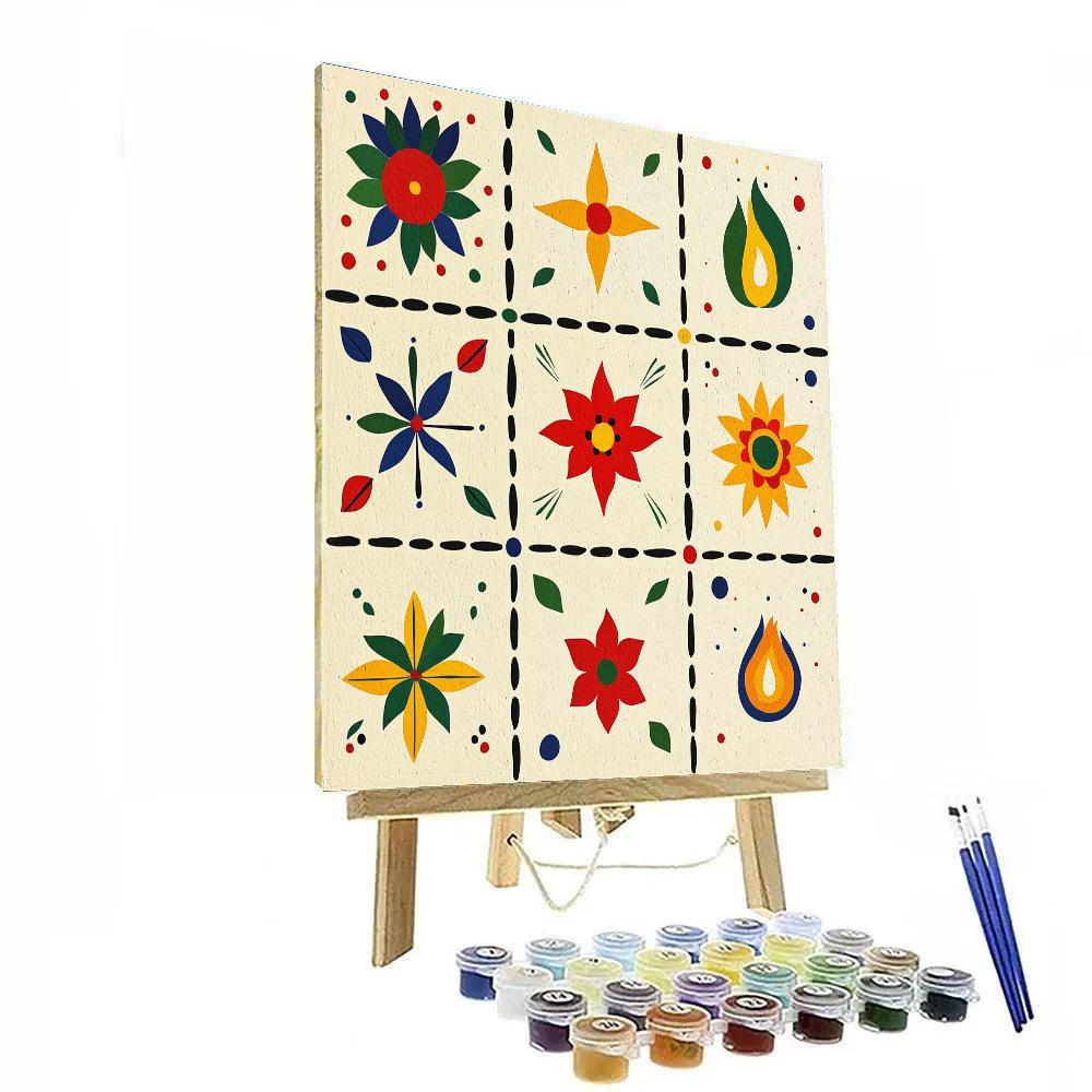 Frida Kahlo Inspired Deep Space Loteria Pattern Dream Numbered painting kits