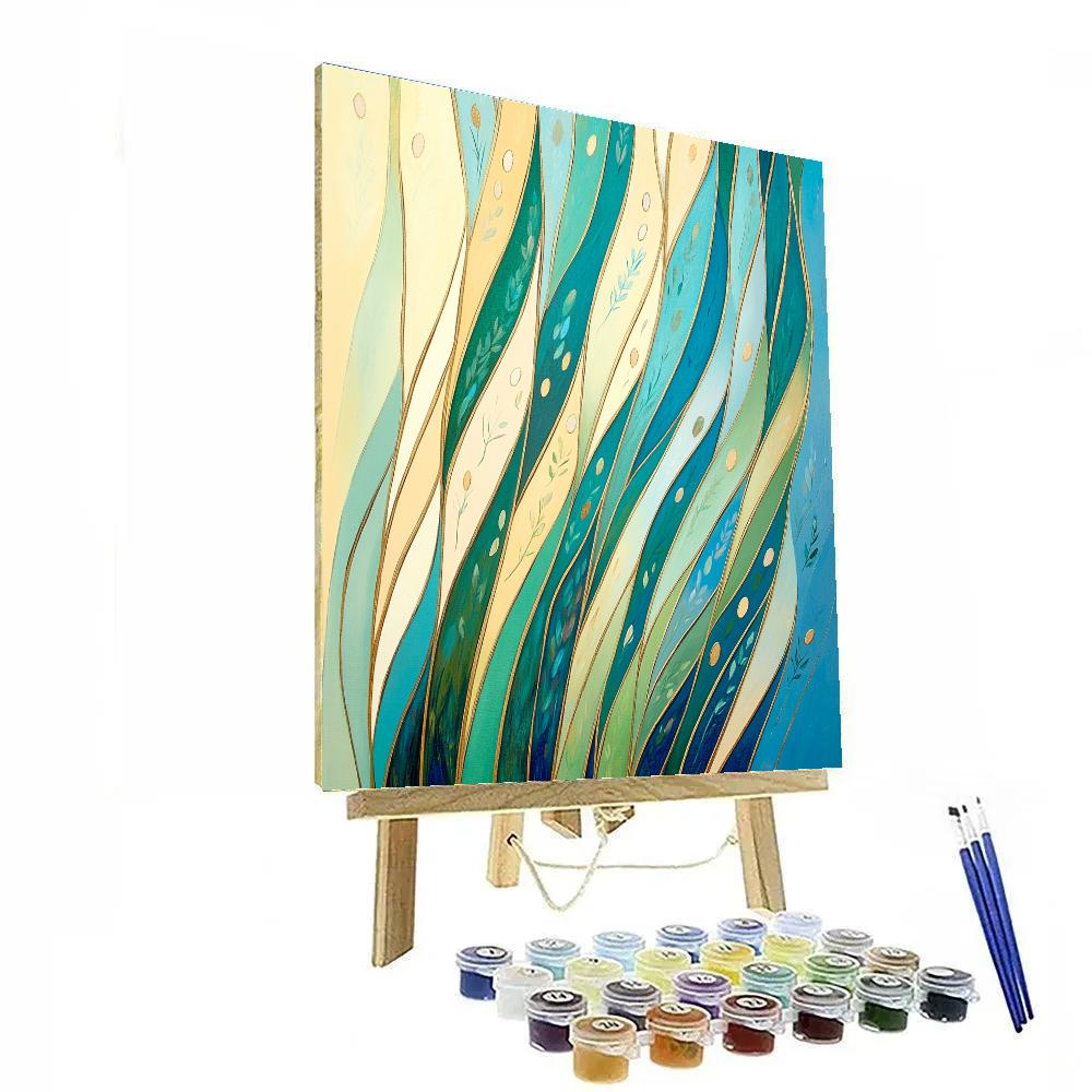 Gustav Klimt Inspired Golden Wind Over Grass Paint by numbers kits