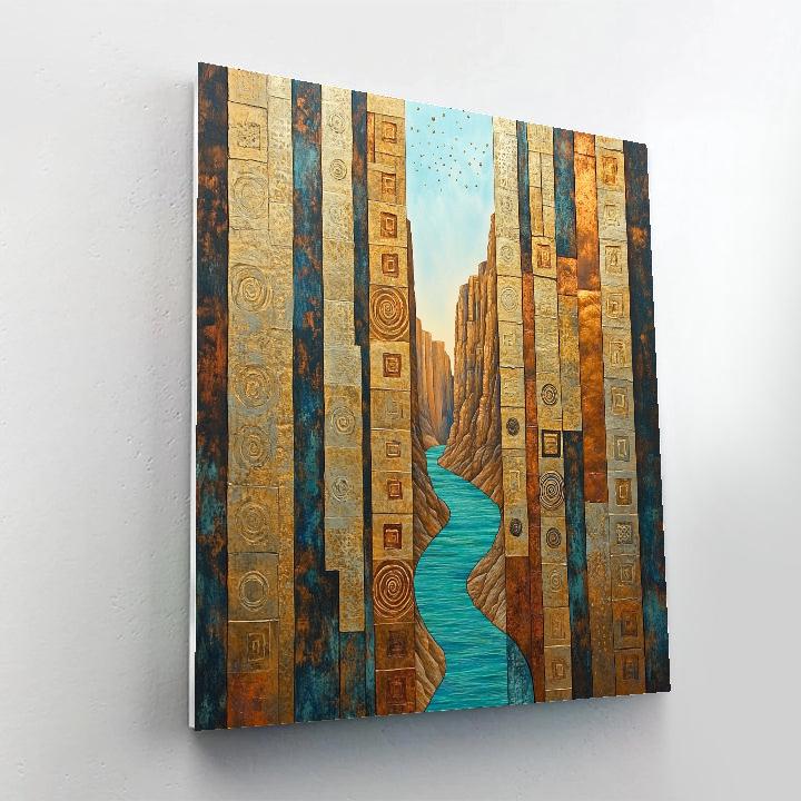 Gustav Klimt Inspired Abstract Golden Canyon Walls Numbered painting kits