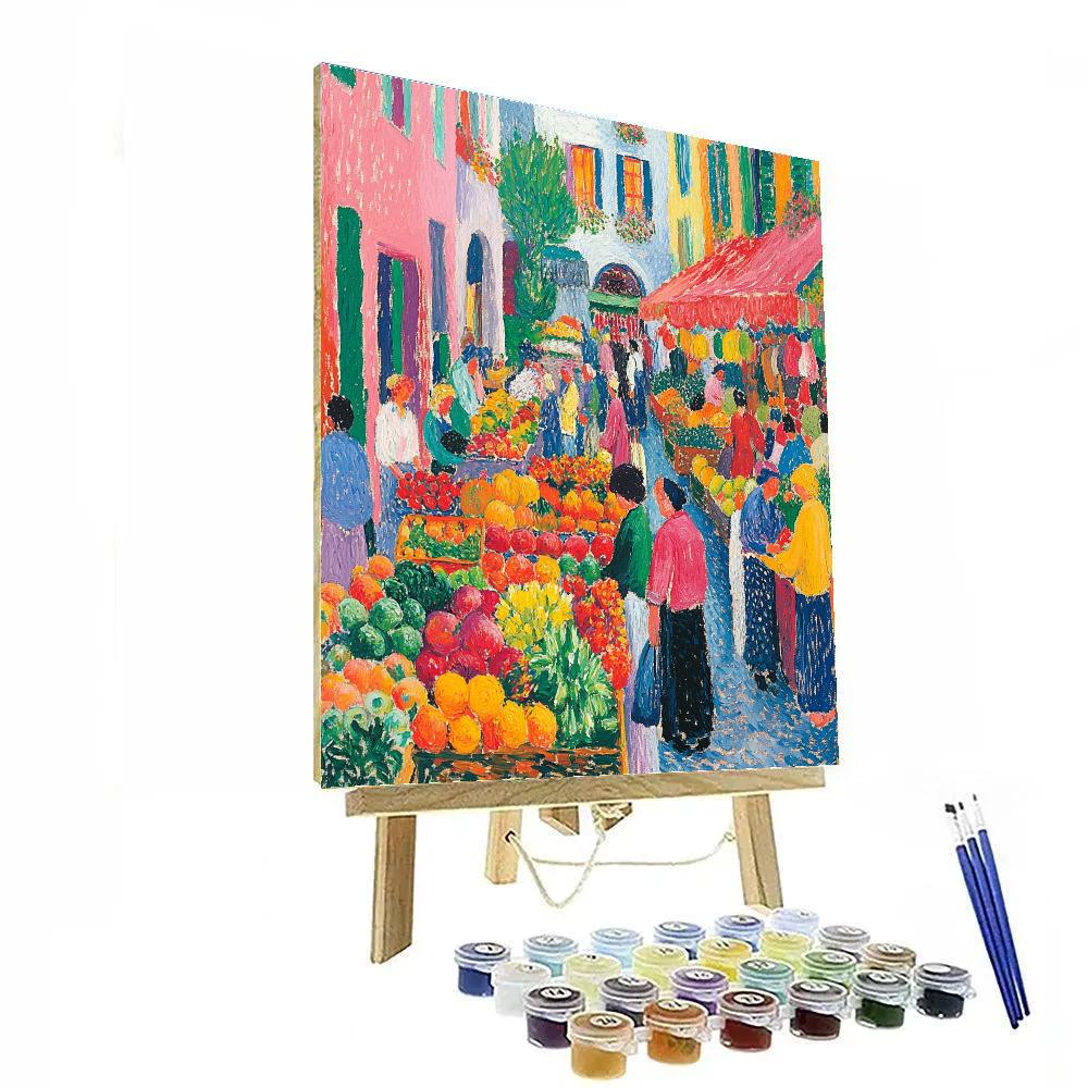 Henri Matisse Inspired Colorful Market Scene painting number kit
