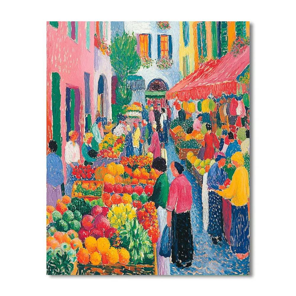 Henri Matisse Inspired Colorful Market Scene painting number kit