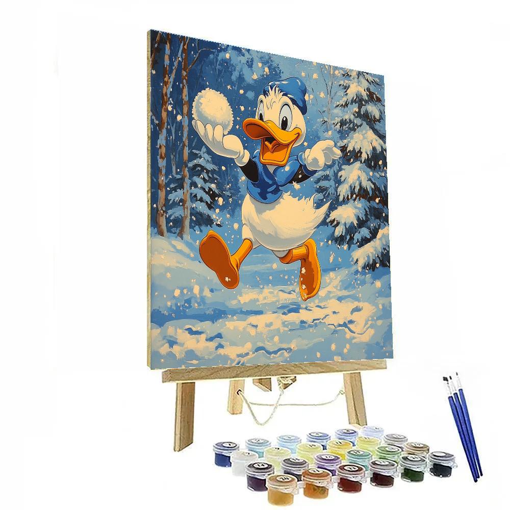 Donald Duck’s Snowball Fight Fun Disney Inspired Numbered painting kits