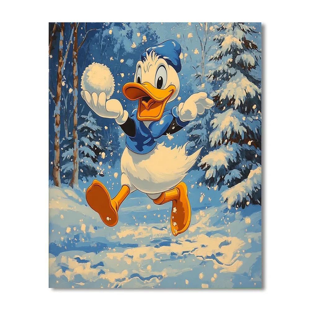 Donald Duck’s Snowball Fight Fun Disney Inspired Numbered painting kits