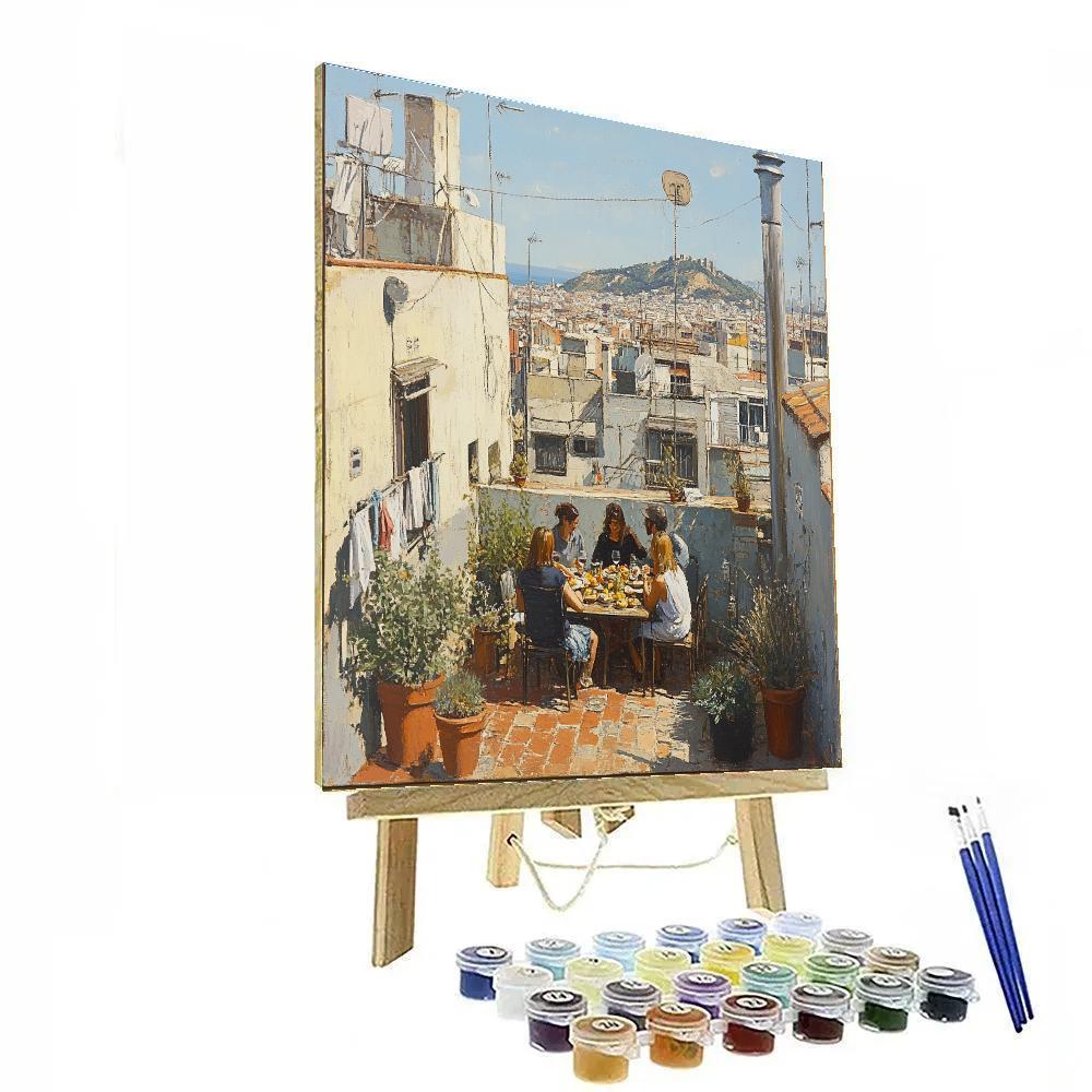 Rooftop View From Poble Sec Terraces Barcelona Spain Number painting