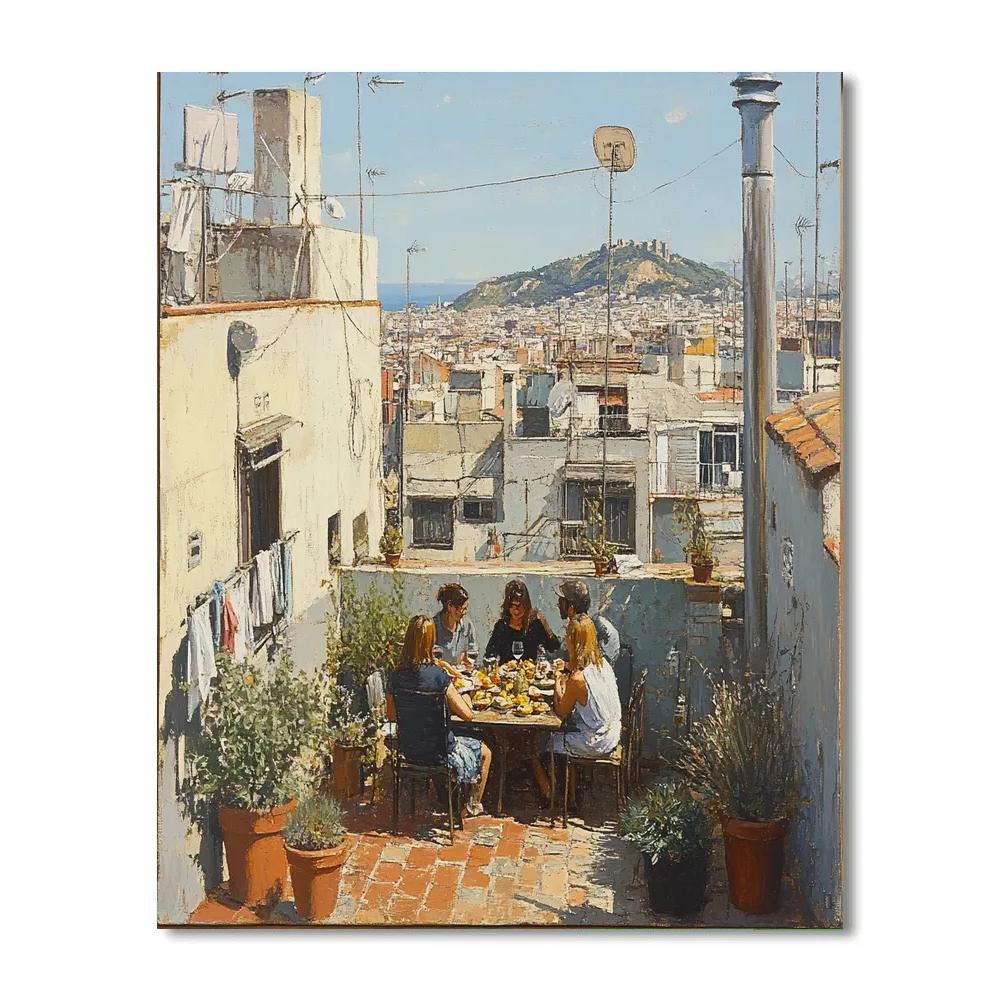 Rooftop View From Poble Sec Terraces Barcelona Spain Number painting