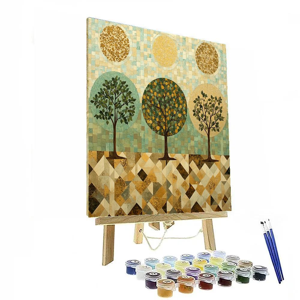 Gustav Klimt Inspired Mosaic Orchard Floor DIY paint by numbers