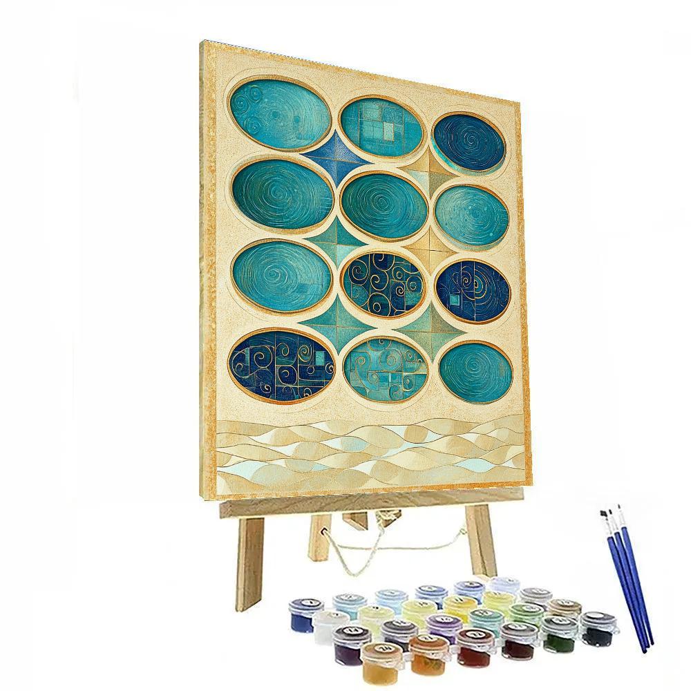 Gustav Klimt Inspired Golden Tidal Pool Abstraction paint by color