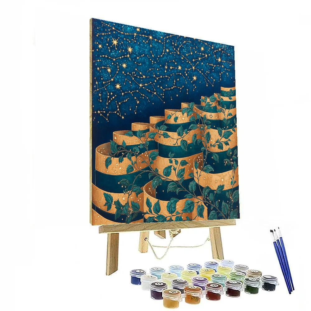 Gustav Klimt Inspired Celestial Vine Terrace Paint by numbers art
