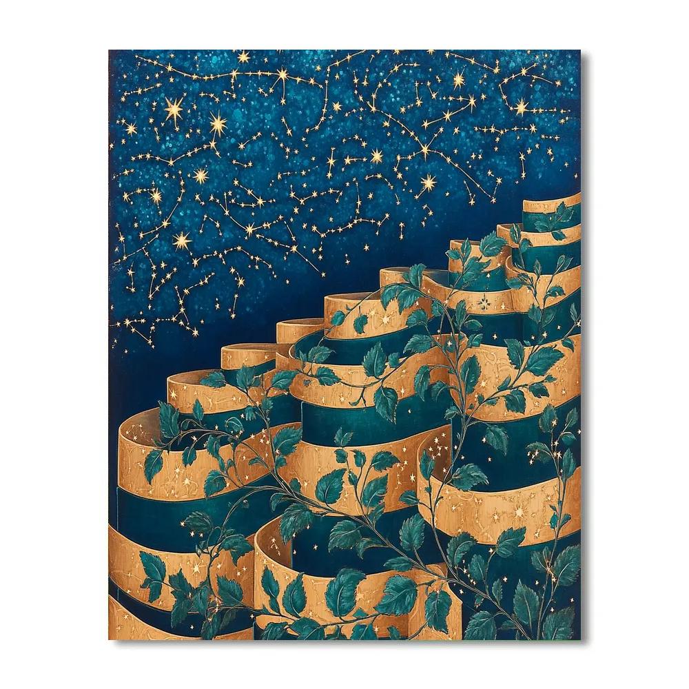 Gustav Klimt Inspired Celestial Vine Terrace Paint by numbers art