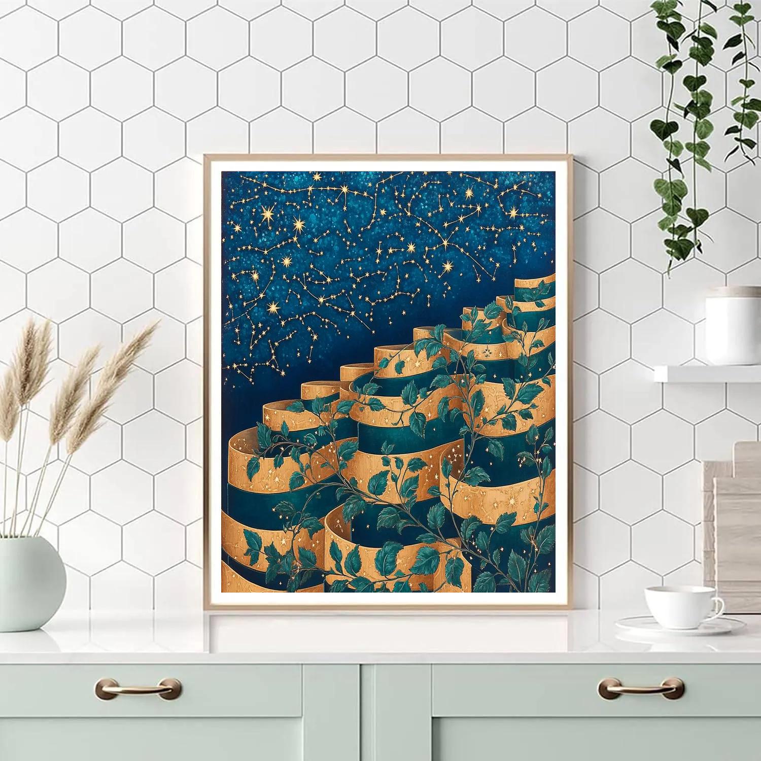Gustav Klimt Inspired Celestial Vine Terrace Paint by numbers art