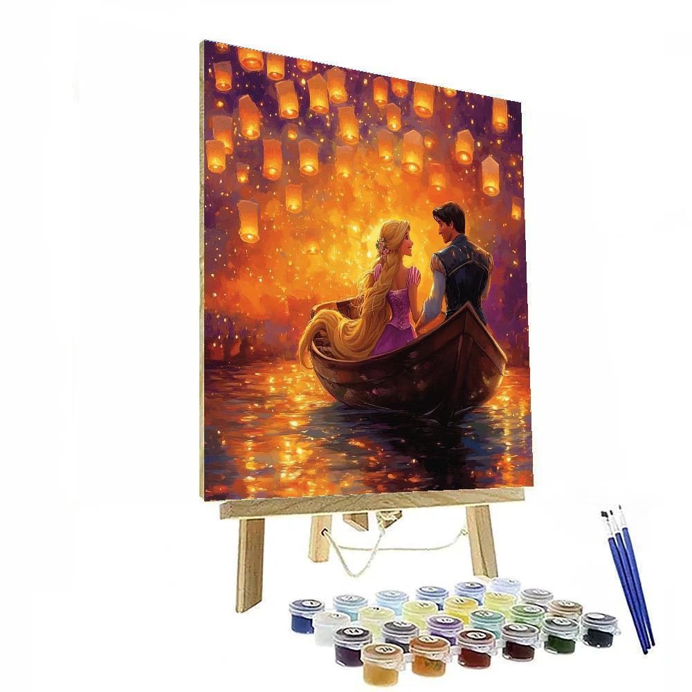 Rapunzel And Flynn’s Lantern Boat Ride Disney Inspired paint by numbers