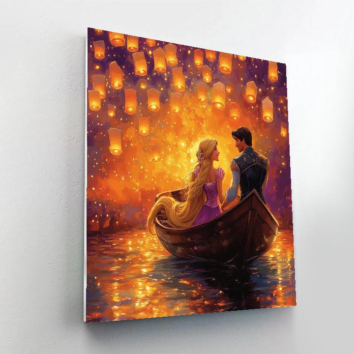 Rapunzel And Flynn’s Lantern Boat Ride Disney Inspired paint by numbers