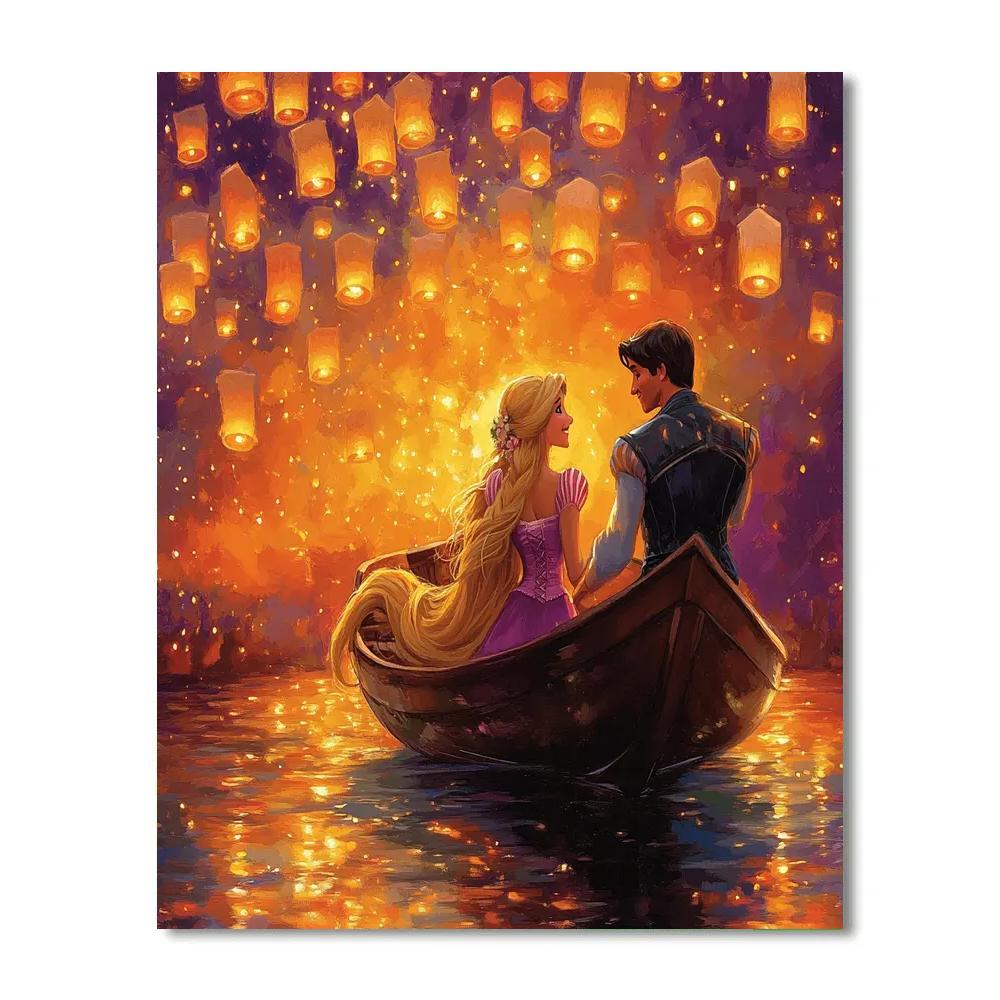 Rapunzel And Flynn’s Lantern Boat Ride Disney Inspired paint by numbers