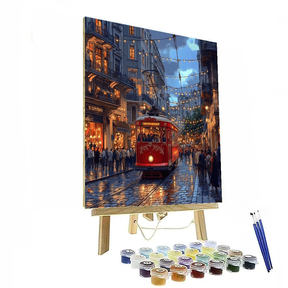 Historic Tram On Istiklal Avenue Istanbul Turkiye Paint by numbers kits