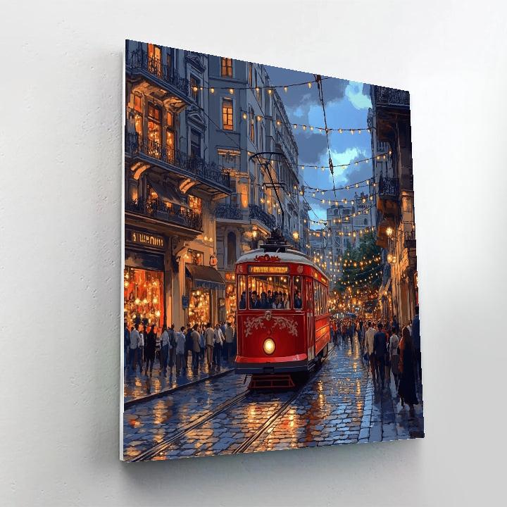 Historic Tram On Istiklal Avenue Istanbul Turkiye Paint by numbers kits