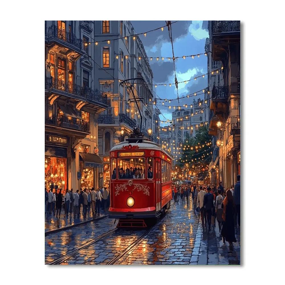 Historic Tram On Istiklal Avenue Istanbul Turkiye Paint by numbers kits