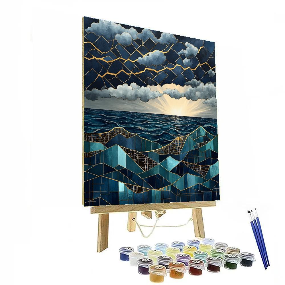 Gustav Klimt Inspired Golden Storm Over Sea DIY paint by numbers