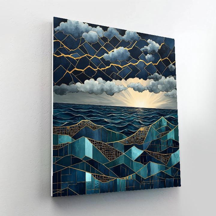 Gustav Klimt Inspired Golden Storm Over Sea DIY paint by numbers