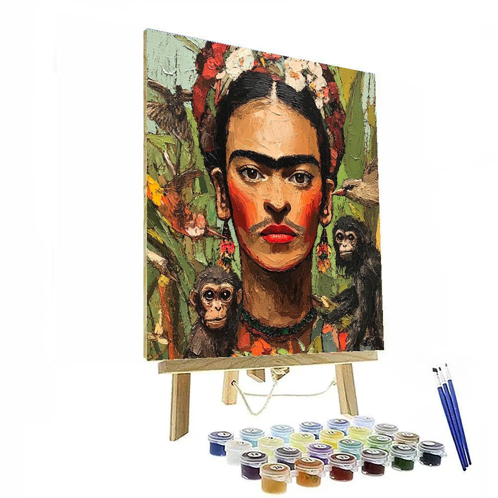 Frida Kahlo Inspired Self Portrait With Animals paint by numbers