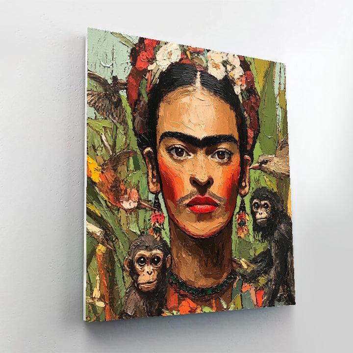 Frida Kahlo Inspired Self Portrait With Animals paint by numbers