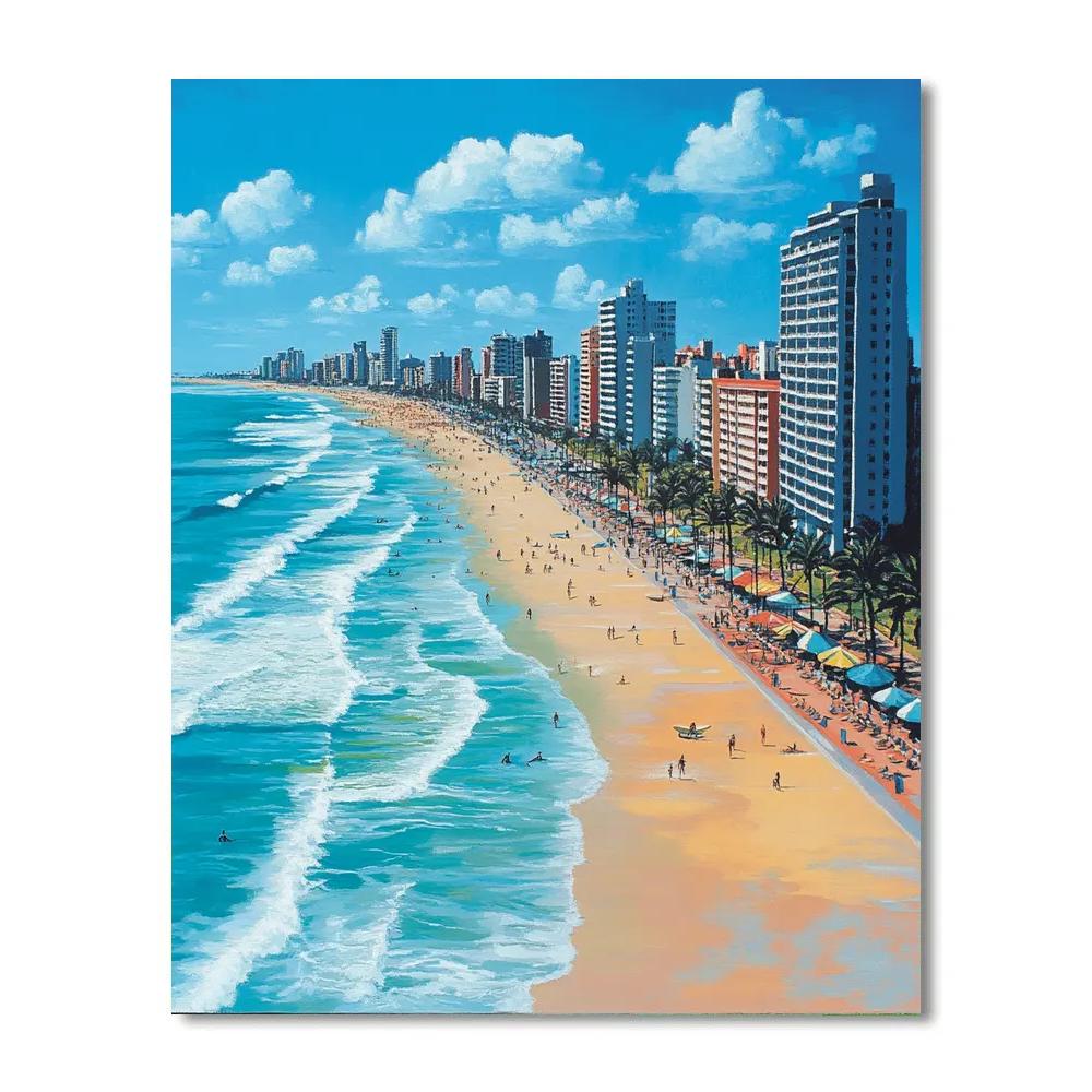 City Beachfront Of Durban Golden Mile Durban South Africa Paint by numbers art