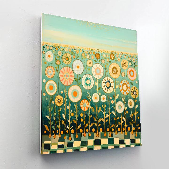Gustav Klimt Inspired Ornamental Sunlit Meadow paint by numbers