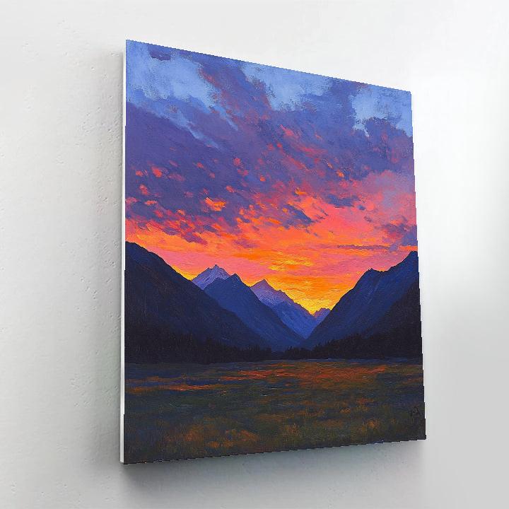 William Turner Inspired Sunset Over Mountains paint by numbers