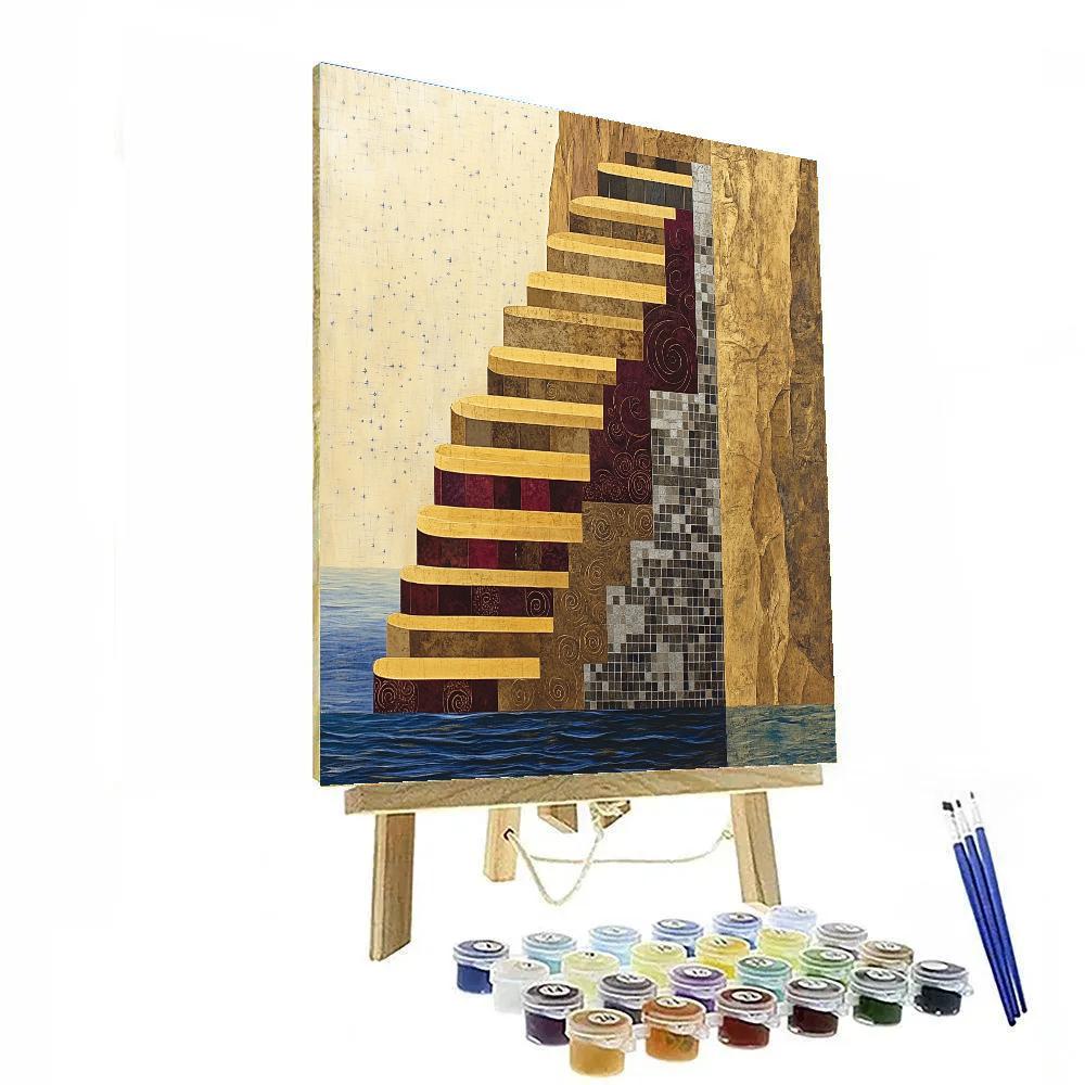 Gustav Klimt Inspired Golden Cliffside Terraces Paint by numbers kits