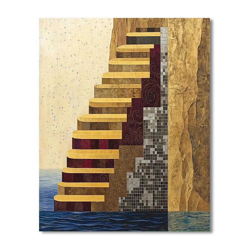 Gustav Klimt Inspired Golden Cliffside Terraces Paint by numbers kits