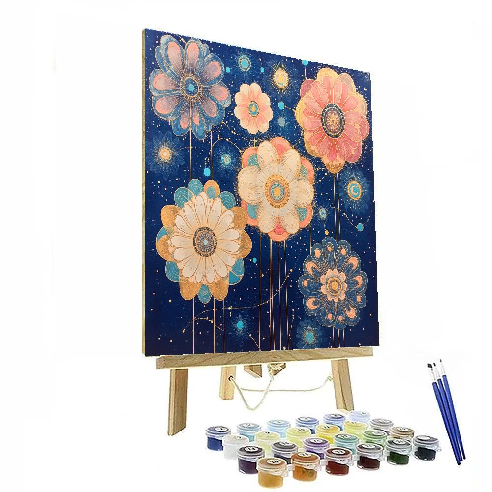 Gustav Klimt Inspired Celestial Flower Constellations paint by numbers