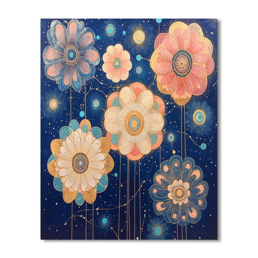 Gustav Klimt Inspired Celestial Flower Constellations paint by numbers