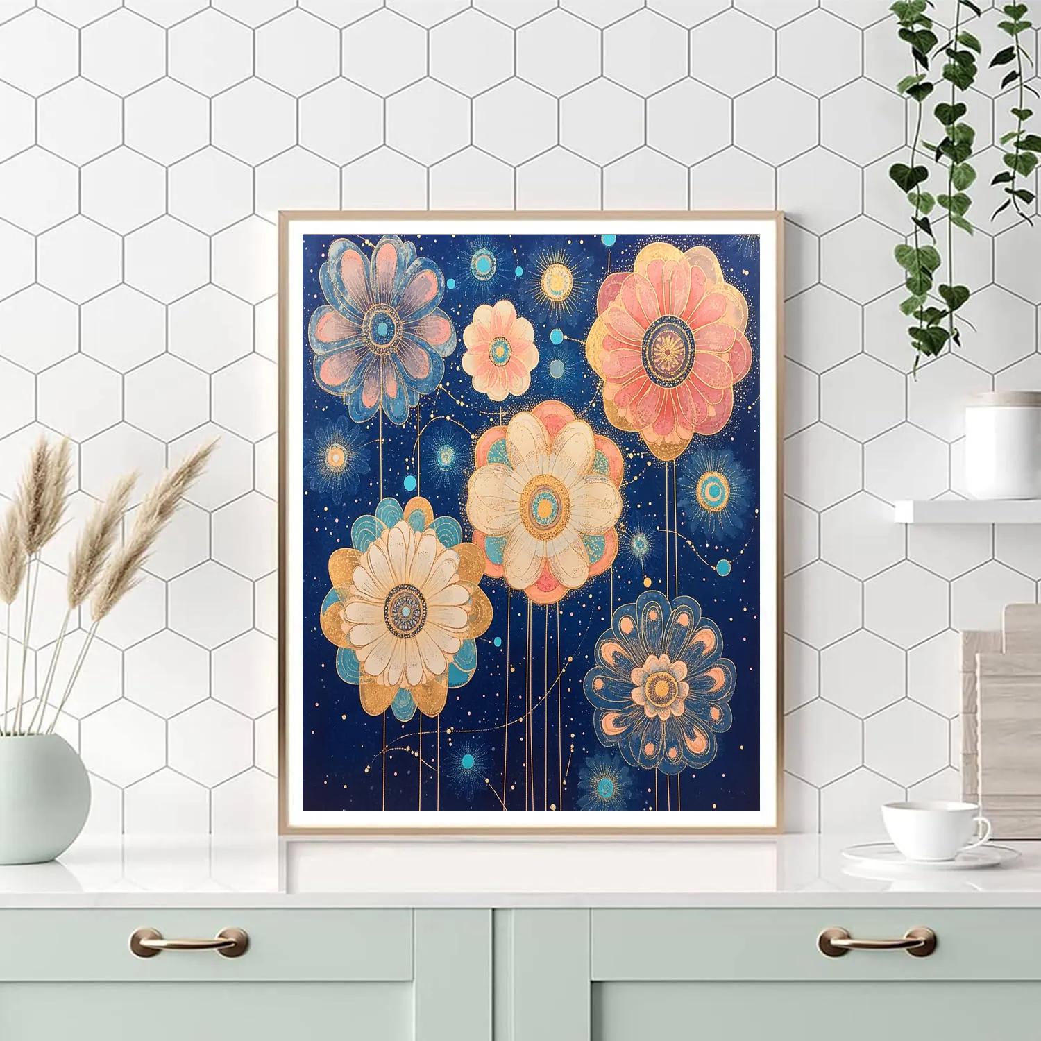 Gustav Klimt Inspired Celestial Flower Constellations paint by numbers