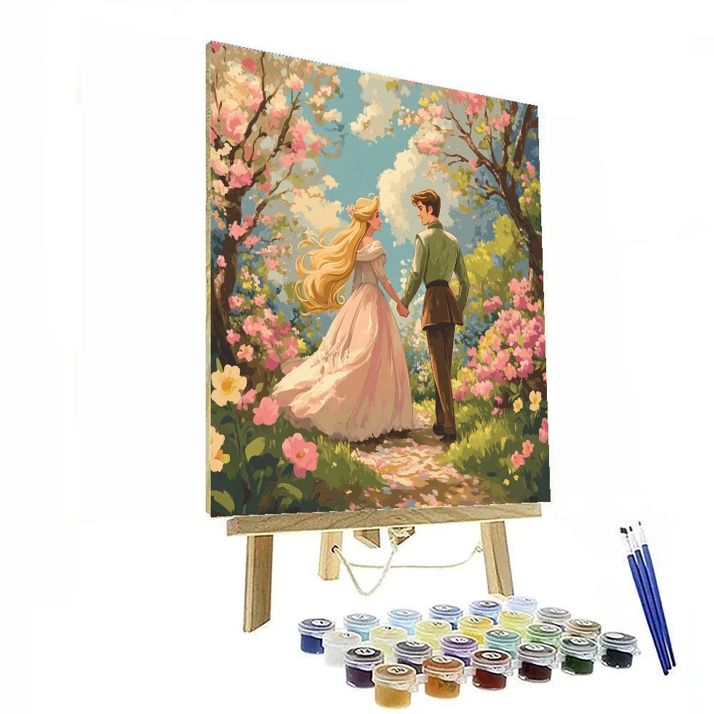 Aurora And Prince Philip’s Spring Garden Walk Disney Inspired Painting by numbers kit