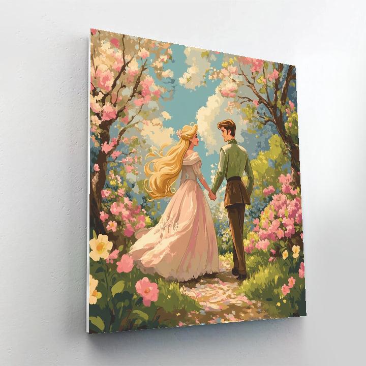 Aurora And Prince Philip’s Spring Garden Walk Disney Inspired Painting by numbers kit