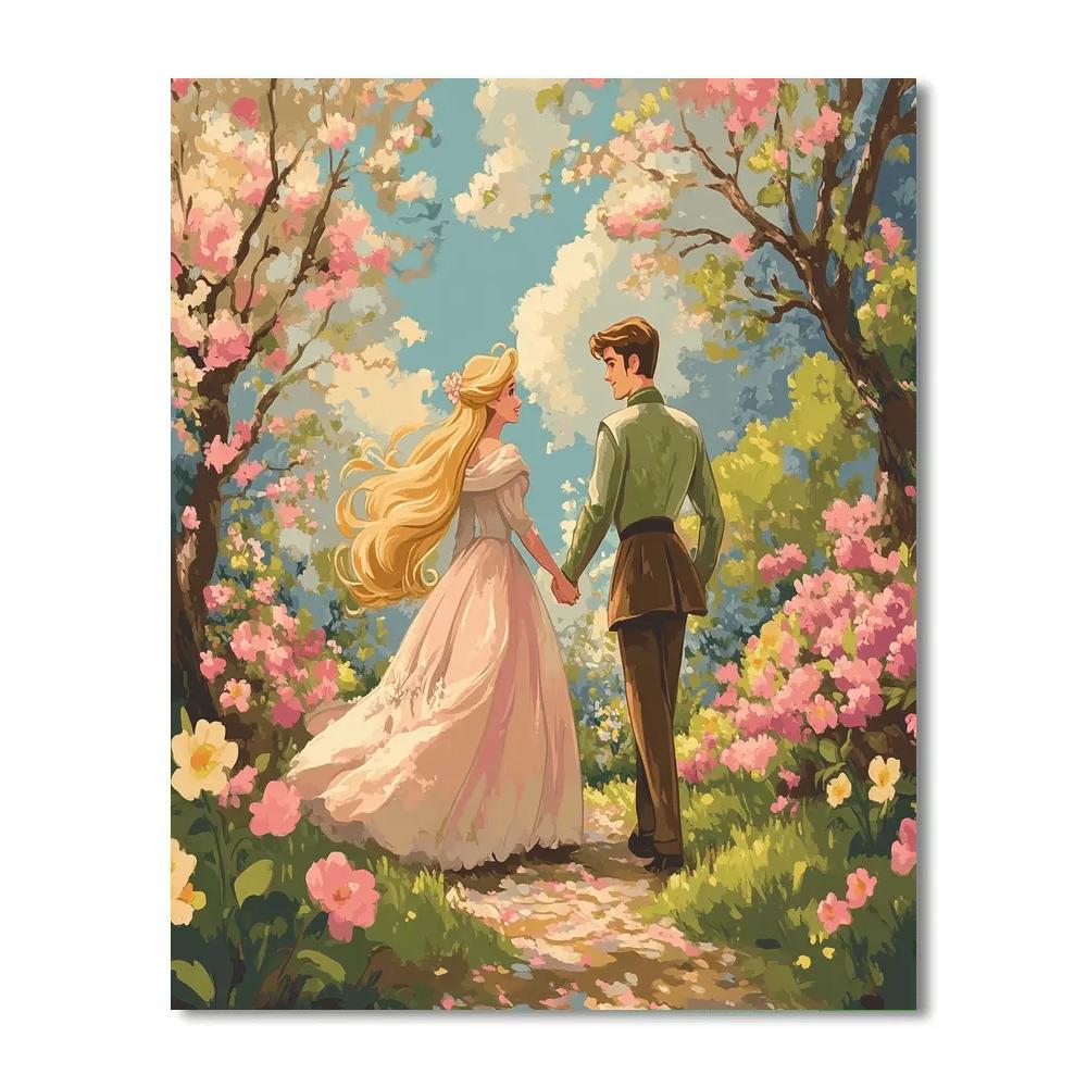 Aurora And Prince Philip’s Spring Garden Walk Disney Inspired Painting by numbers kit