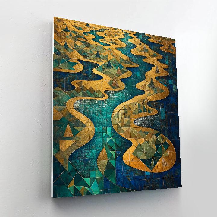 Gustav Klimt Inspired Golden River Delta Patterns Numbered painting kits