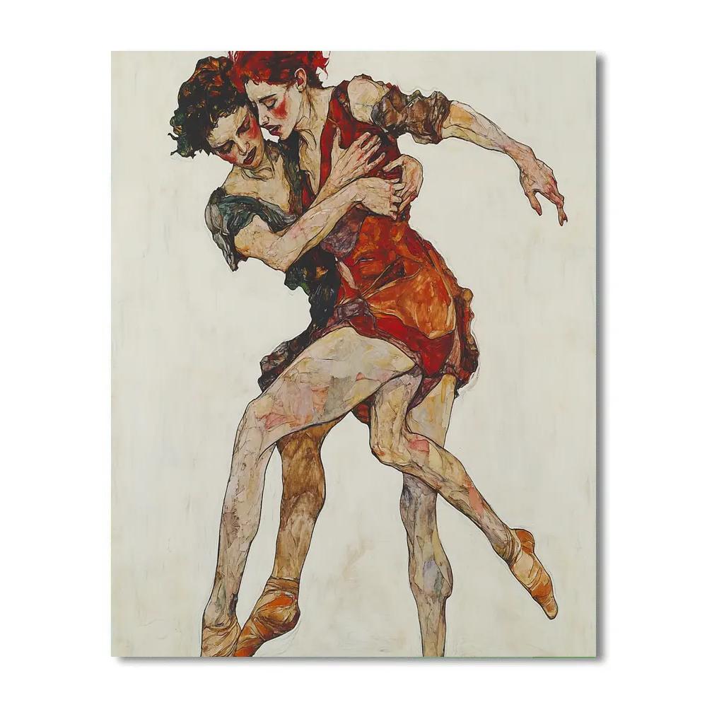 Egon Schiele Inspired Expressive Dance paint by color