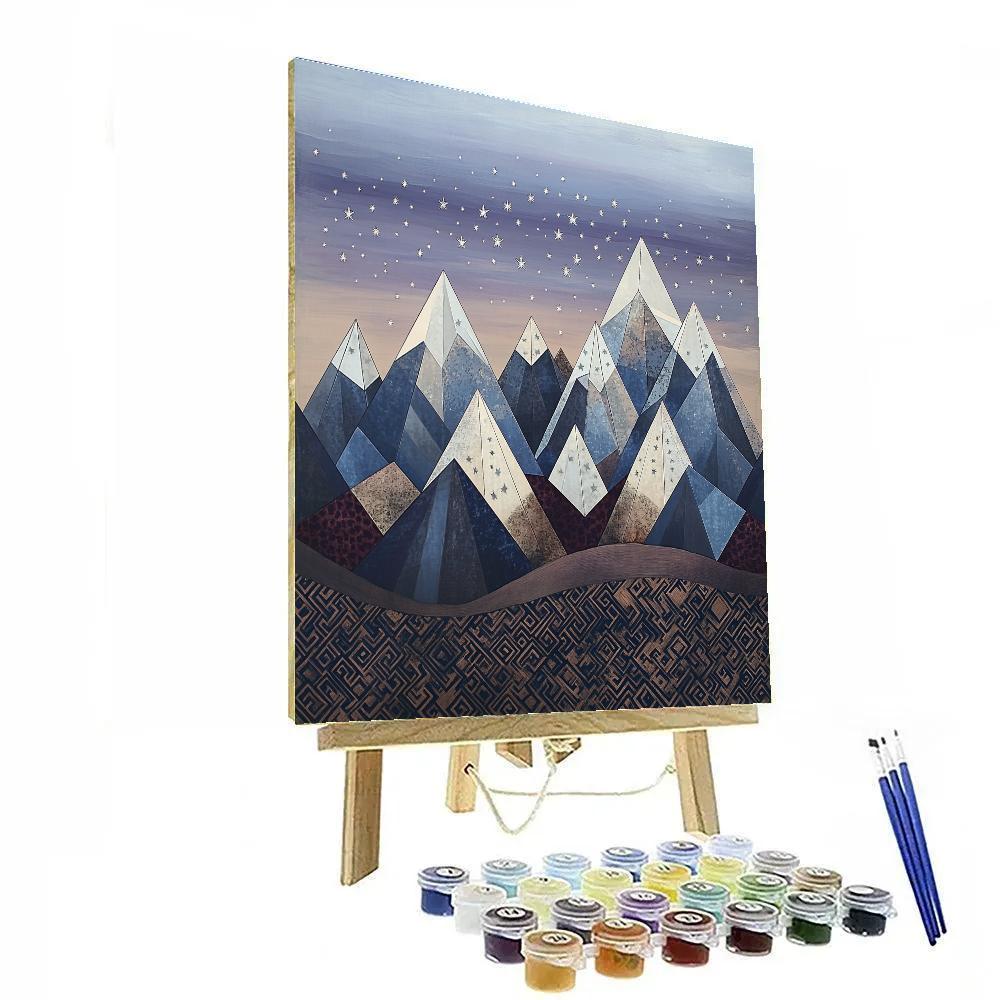 Gustav Klimt Inspired Ornamental Snowy Peaks Numbered painting kits