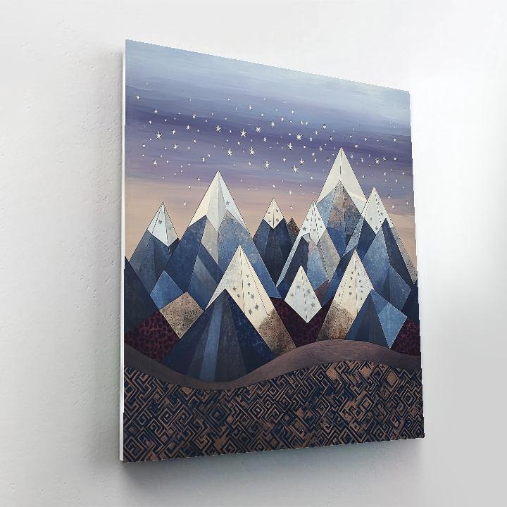 Gustav Klimt Inspired Ornamental Snowy Peaks Numbered painting kits